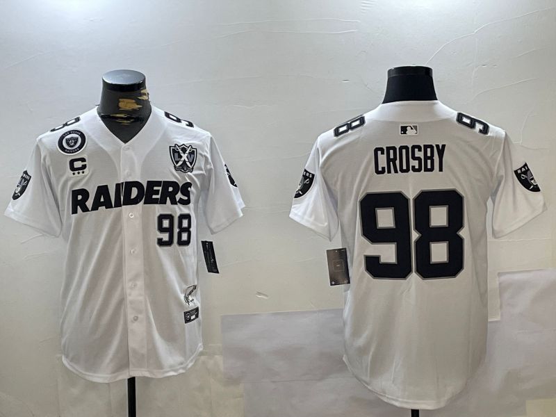 Men Oakland Raiders #98 Crosby White five generations 2024 Nike Limited NFL Jersey style 1